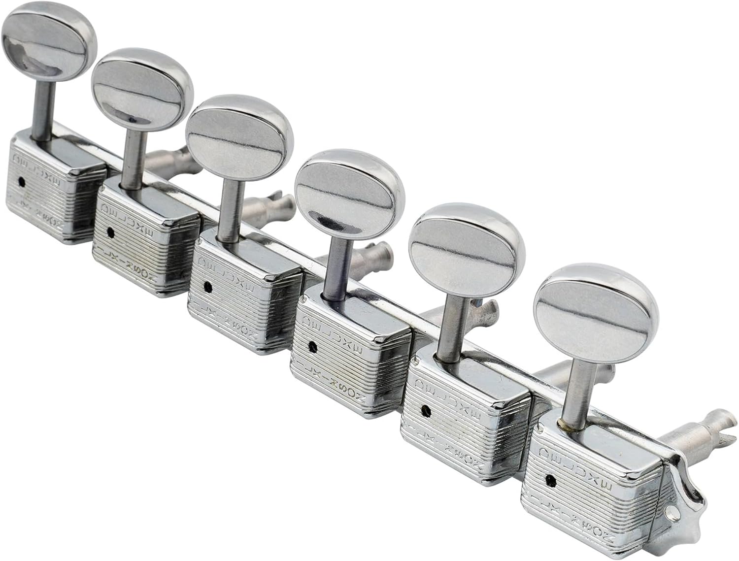 Wilkinson Deluxe Vintage 6-on-a-strip In line Split Shaft Tuners Tuning Pegs Keys Machine Heads Set for Squier/Fender Classic Vibe Strat/Tele Style Guitar, Chrome