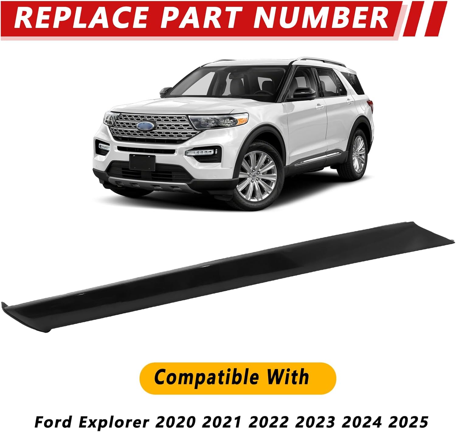 Windshield A-Pillar Trim Compatible with 2020-2025 Ford Explorer Windshield Trim Molding (Left Driver Side)