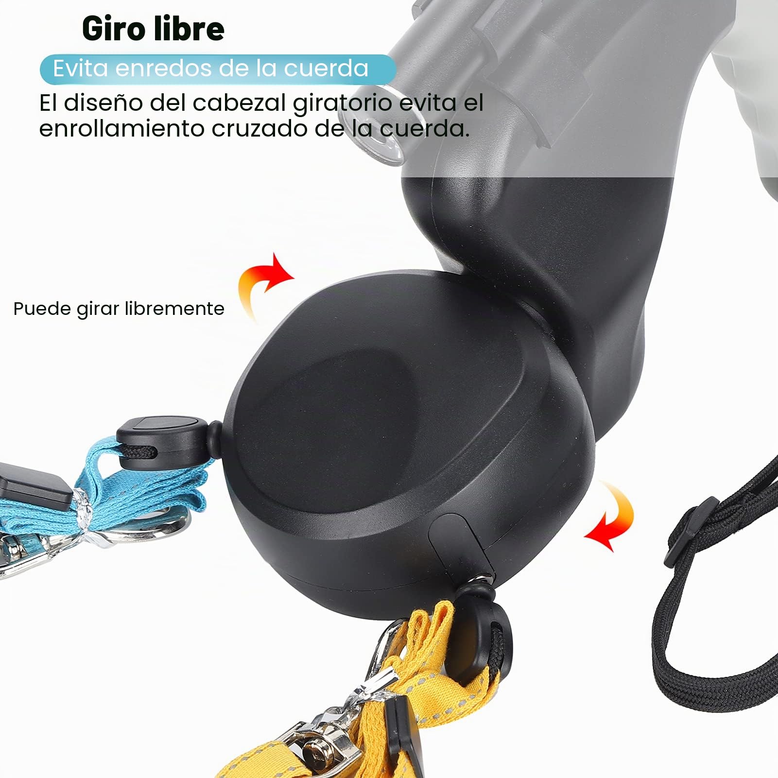 Jiawu Correa Doble para Correa Retráctil para con Luz LED para Dos Perros, Correa Extensible para Mascotas de Doble Cabeza con Cuerda Ajustable de 9.8 Pies, 360° sin Enredos(Negro)
