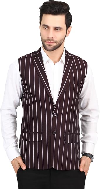 WINTAGE Mens Polyester Cotton Blue Modi Nehru Jacket