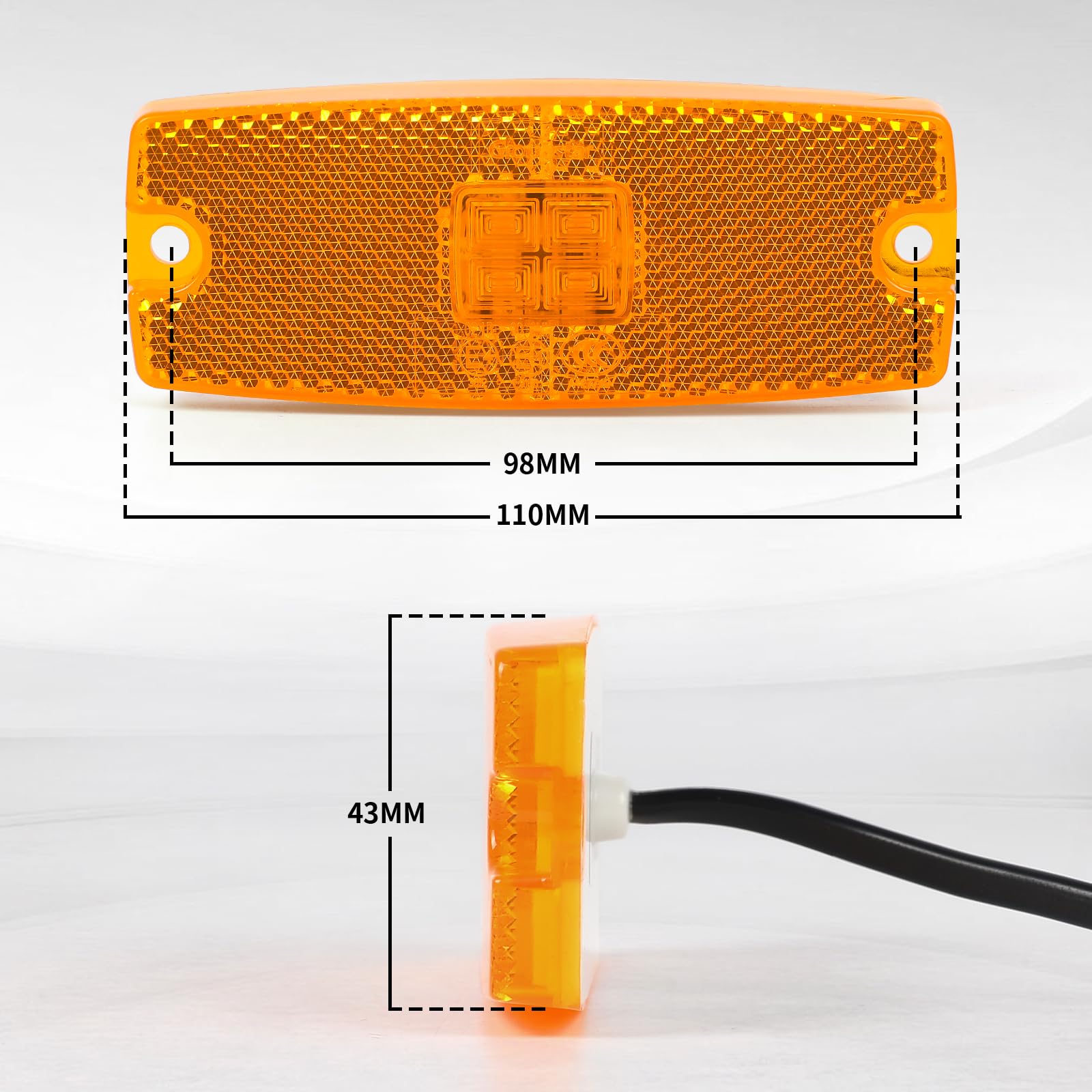 AOHEWEI 2 X Luci LED Gialle Per Rimorchio, Luci Laterali Indicatrici Per Camion 12V/24V Con Riflettore, Approvate ECE R91 R10 Per RV, Furgone, Barca, Camion, Camper, Caravan - Foto 6