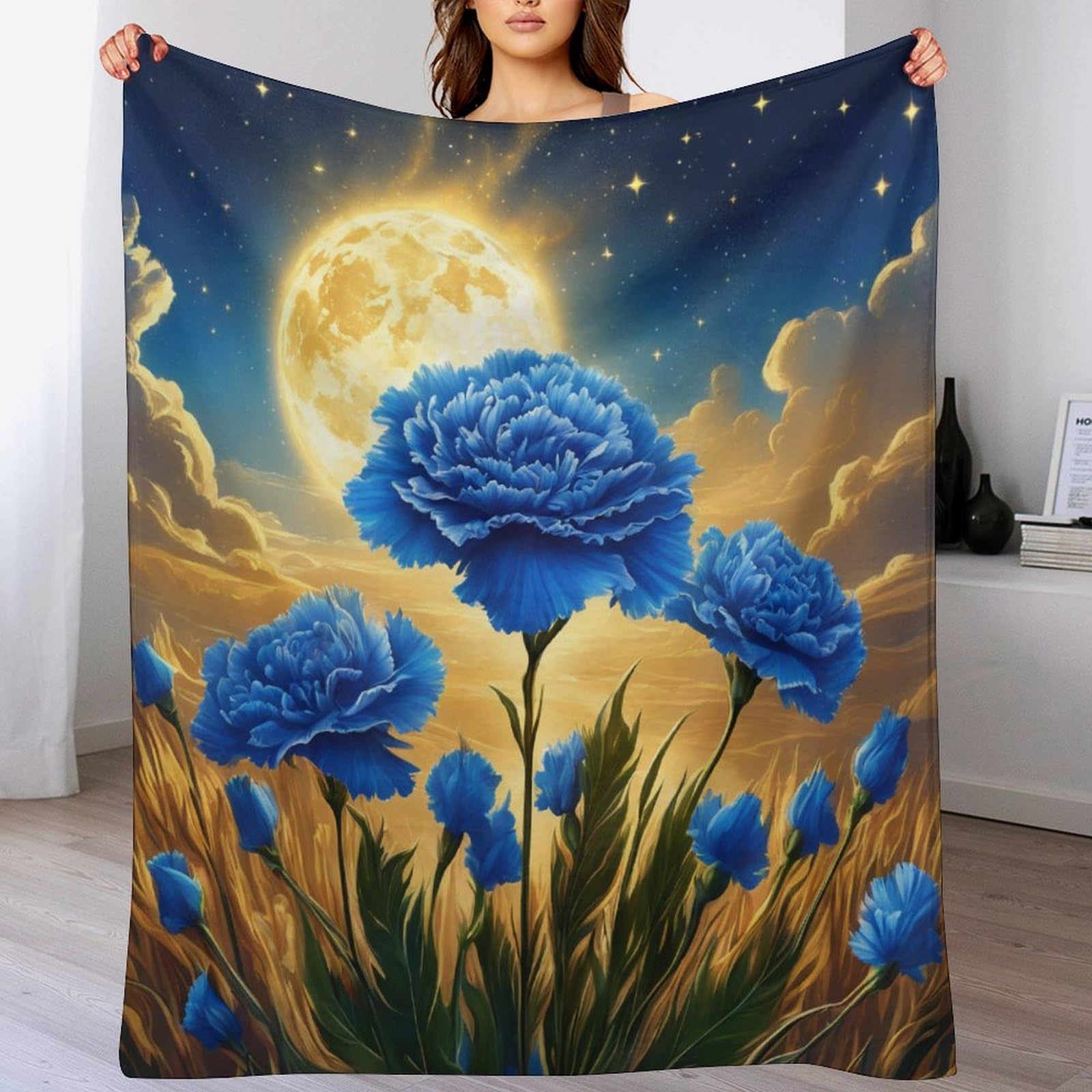 Couverture polaire en flannel 100x130 cm motif fleur jeté de canapé