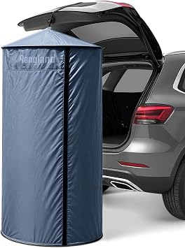Instant Changing Tent for SUV Trunk, Easy Pop-Up Privacy Shelter with Liftgate Suction Pod - Portable Dressing Room for Beach, Outdoor Camping Shower, Toilet Carry-Bag Included, Blue