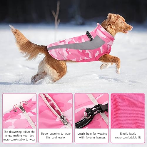 Miniatura 10 de FUAMEY - Abrigo de invierno para perro, chaqueta cálida con forro polar suave, impermeable, resistente al viento, chaleco de forro polar para perros