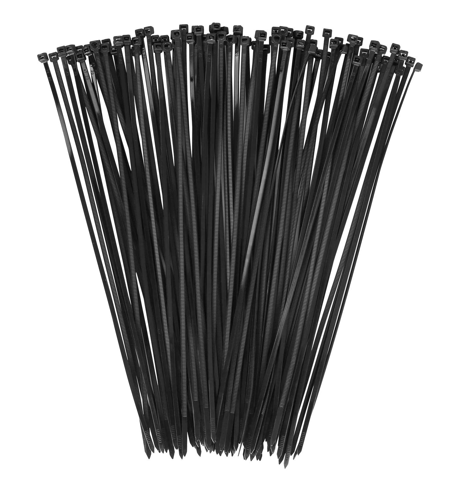 Cable Ties, Black, Pack of 100, 300 mm x 3.6 mm Nylon Cable Ties, Long, UV-Resistant, 12 Inch Cable Ties Tensile Strength 18 kg, Self-Locking Zip Ties for Tidying Cables, Gardening, Home, Office