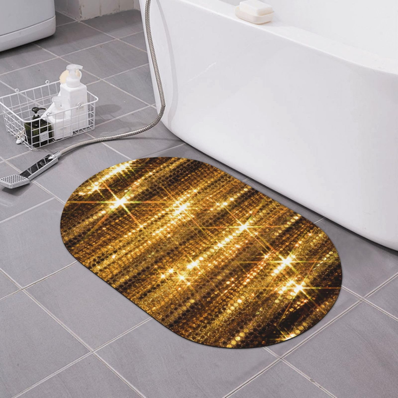 Tapis de bain antidérapant séchage rapide en diatomite dorée