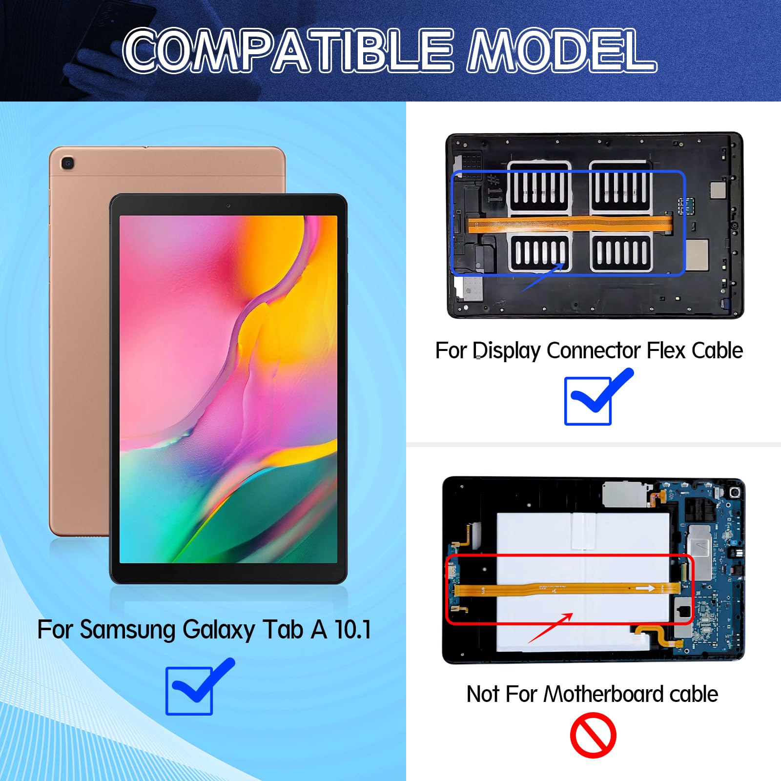 RongZy Für Samsung Galaxy Tab A 10.1 SM-T515 SM-T510 Display Flex Kabel Verbindung Ersatz Tablet LCD Flat Flex Kabel für Samsung Galaxy Tab A 10.1 mit Werkzeug