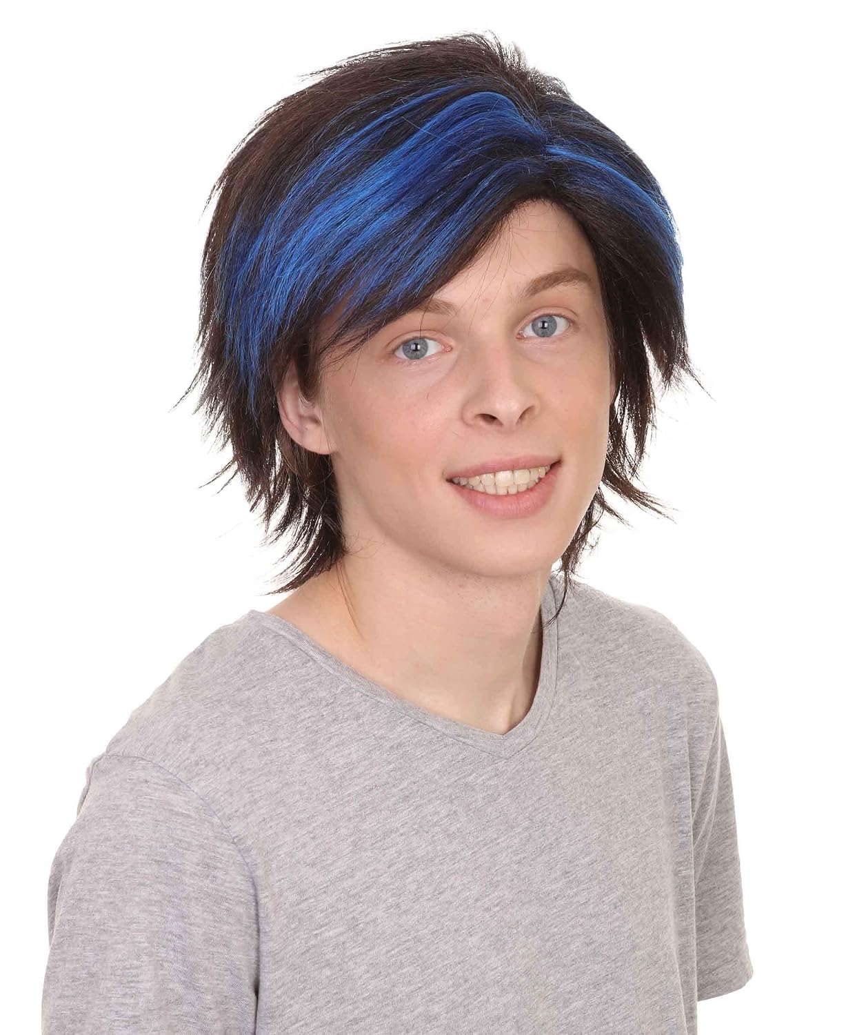 Halloween Party Online Men's Comic Book Mutants Nightcrawler Wig | Adult Blue & Black TV Movie Wigs for Men | Ideal for Halloween Cosplay Party, Theater, Costume Party or Group Performance