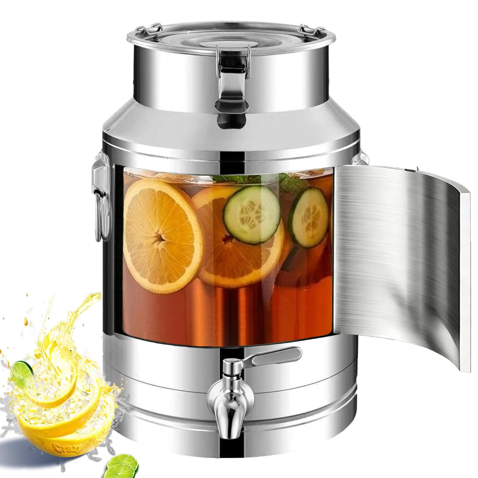 5-100 liter kanister mit zapfhahn metall getränkespender kühlschrank,A-28L | Mit Deckel für eine gute Dichtung, vermeiden Sie Verschüttung Edelstahlbarre hausgemachter Obstwin und kaltes Getränk,A-28L