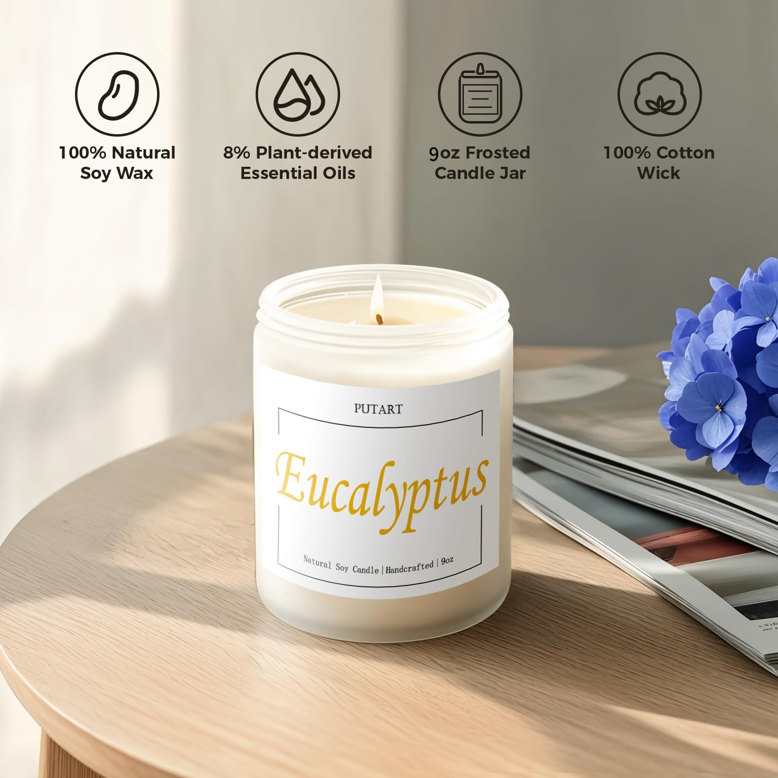 Velas perfumadas de eucalipto para mujer, velas de aromaterapia, velas de soja para el hogar