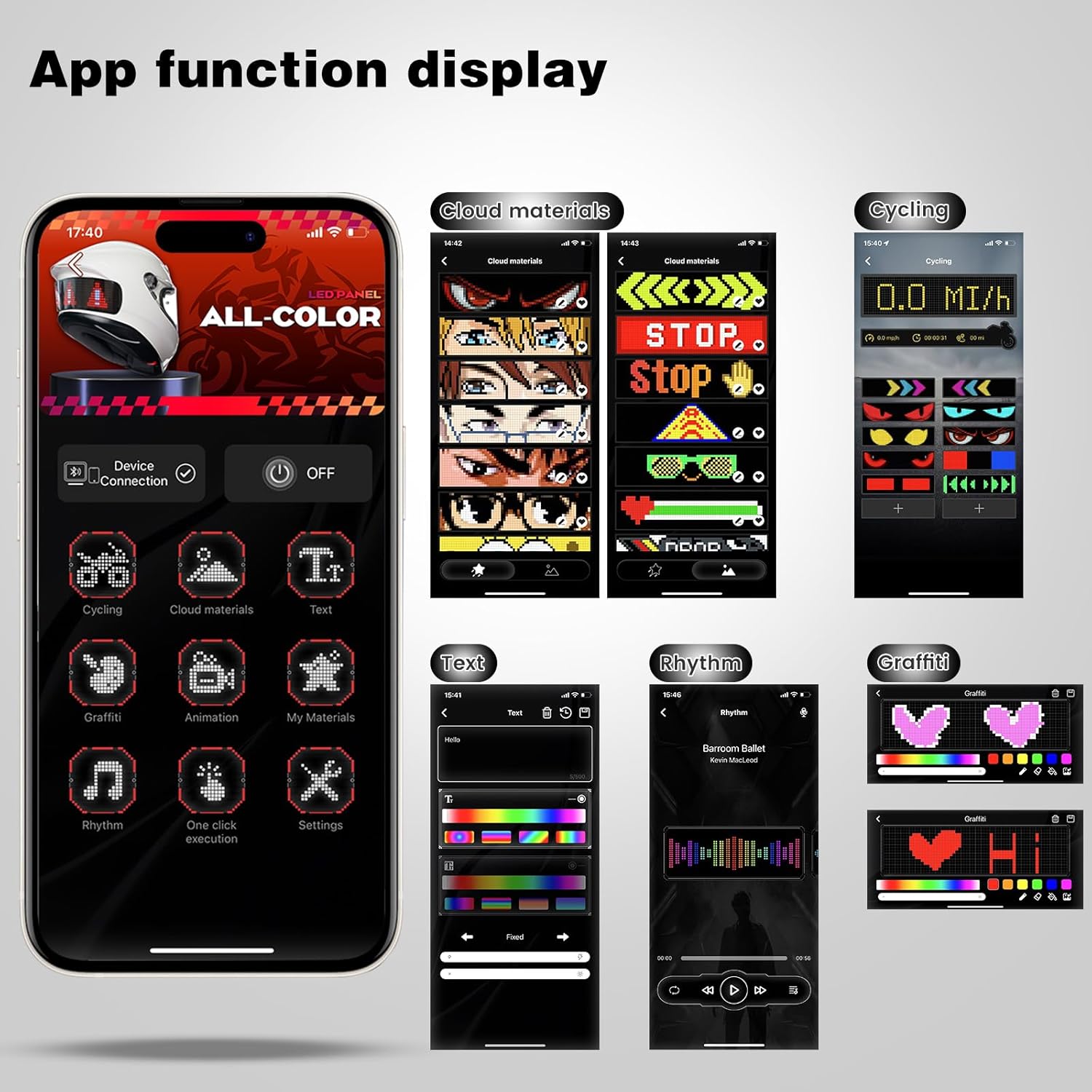 Full Face Motorcycle Helmet - DOT Approved, App Programmable Rear Display, USB Charging, Adult Dirt Bike Helmet for Men & Women