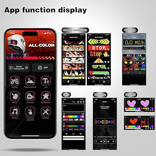 Miniatura 4 de Full Face Motorcycle Helmet - DOT Approved, App Programmable Rear Display, USB Charging, Adult Dirt Bike Helmet for Men & Women