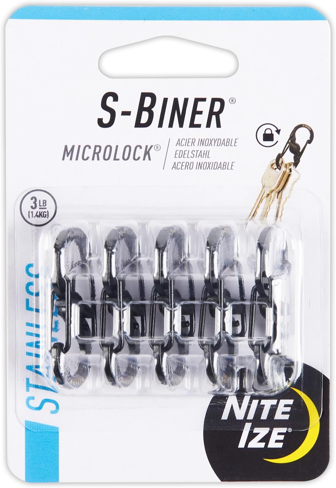 Nite Ize S-Biner MicroLock Stainless Steel Canister Set of 5 Black