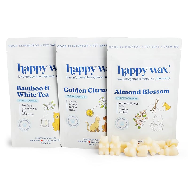 Desodorizador de Ambiente em Cera de Soja Happy Wax Pet Scents2 Mix, Pacote com 3 Sachês de 56 g