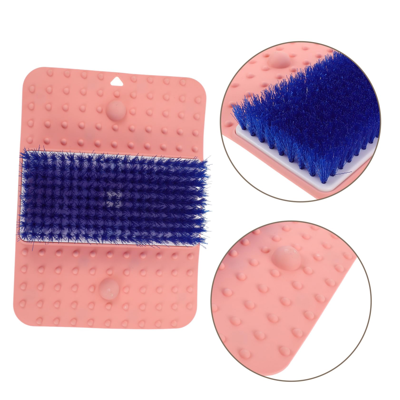 Limpiador de Pies para Ducha Rosa con Cepillo Integrado Antideslizante | Tpr y Pvc, Masaje y Exfoliación de Talones, Uso en Baño o Viaje, Formato de Alfombrilla con Ventosas