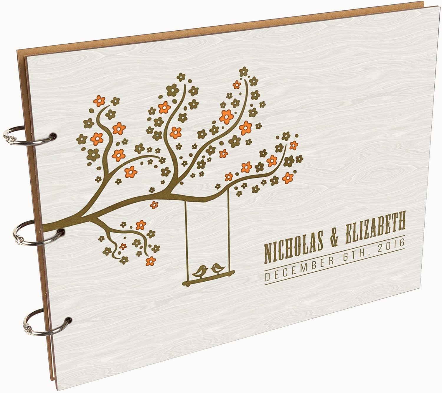 Darling Souvenir Personalized Engraved Laser Cut Wedding Guest Book Wooden Cover Sign-in Book Registry Guestbook Scrapbook-2M