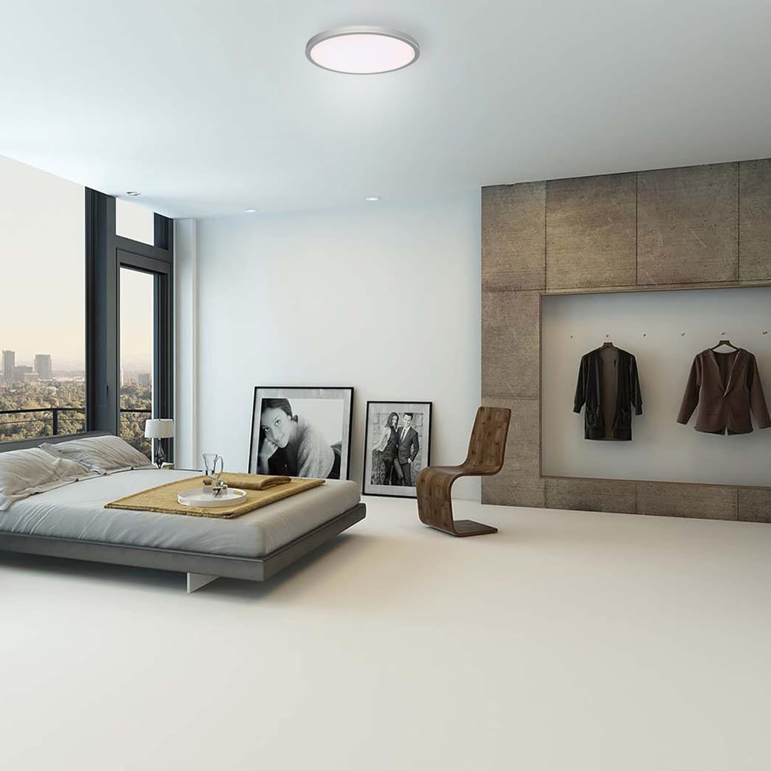 WAC Lighting dweLED, Geos 22in LED Round Low-Profile Flush Mount 3000K in Titanium