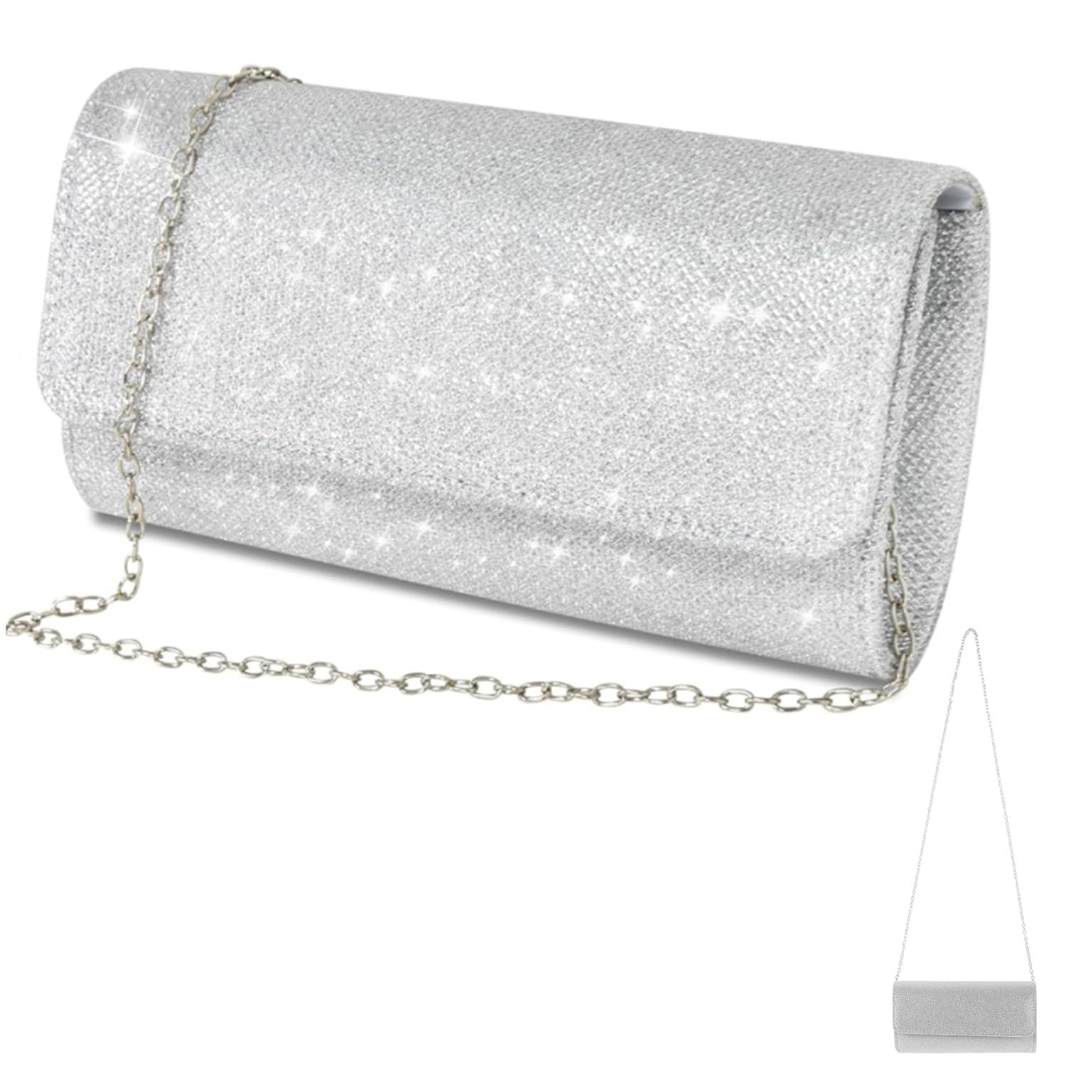Bolsos De Fiesta Mujer Bolso Clutch Plateado Para Fiestas Con