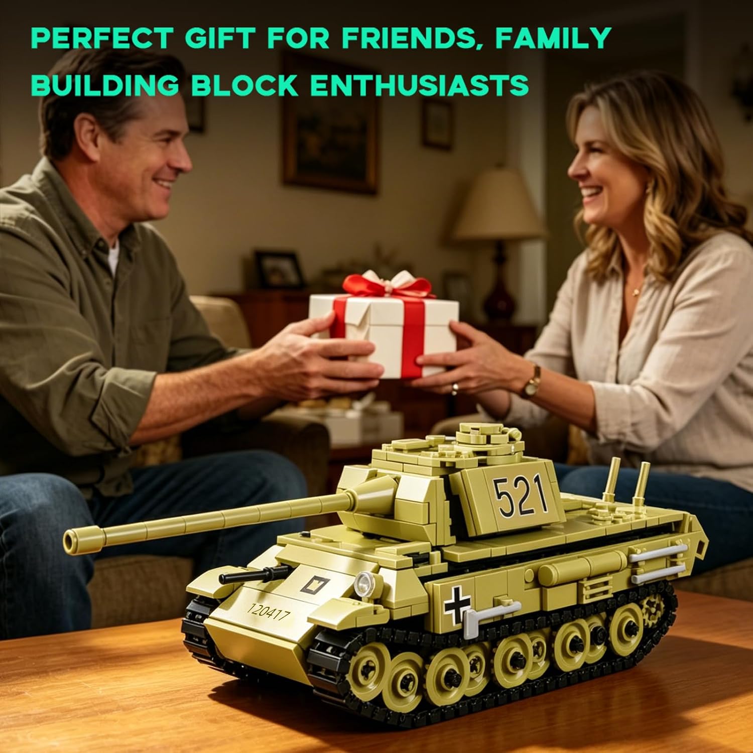 ArtorBricks Panther Tank Building Set, WWII German Military Tank Model Kit, 638 Pieces Building Bricks with Rotating Turret, Display Model for Military Enthusiasts, Collectors, Office & Desk Decor image 5