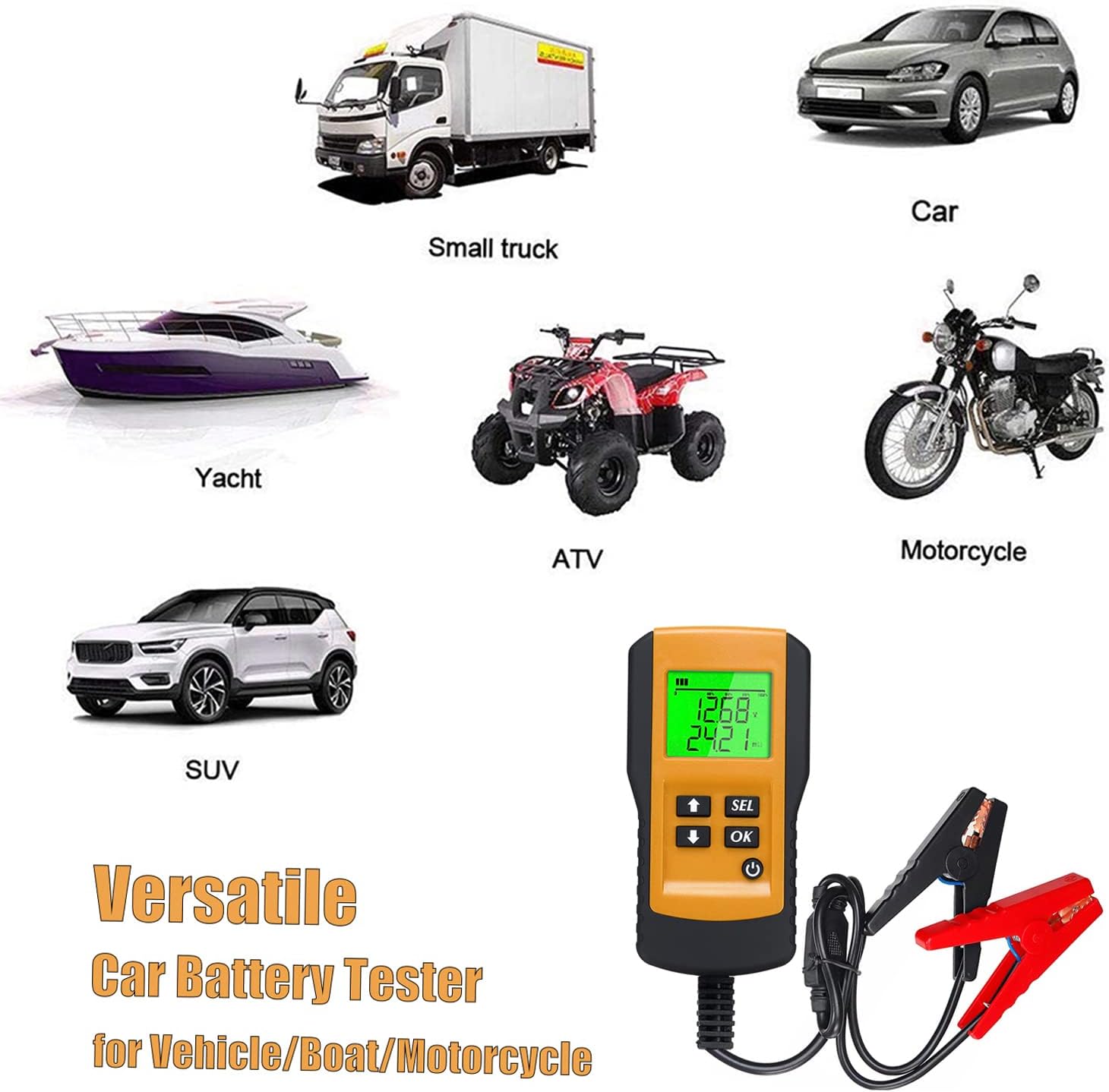 Battery Tester Car Battery Load Tester 12V 100-9999CCA Digital Battery Analyzer for Cars and