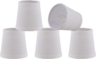 Aspen Creative 51039-5, Hardback Empire Tranditional Clip-On Chandelier Shade, Off-White Linen Fabric, 3" Top x 4" Bottom x 4" Slant, Set Of 5