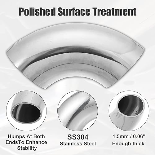 Miniatura 4 de X AUTOHAUX 1 Uds. OD 4 pulgadas 90 grados mandril codo curva SS304 tubo de acero inoxidable tubo de escape codo para coche sistema de escape