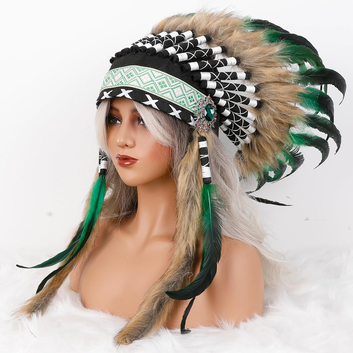 Feather Festival Headdress Headband – Costume Hair Accessory for Carnival, Christmas, Halloween, Party, Stage or Cosplay Use
