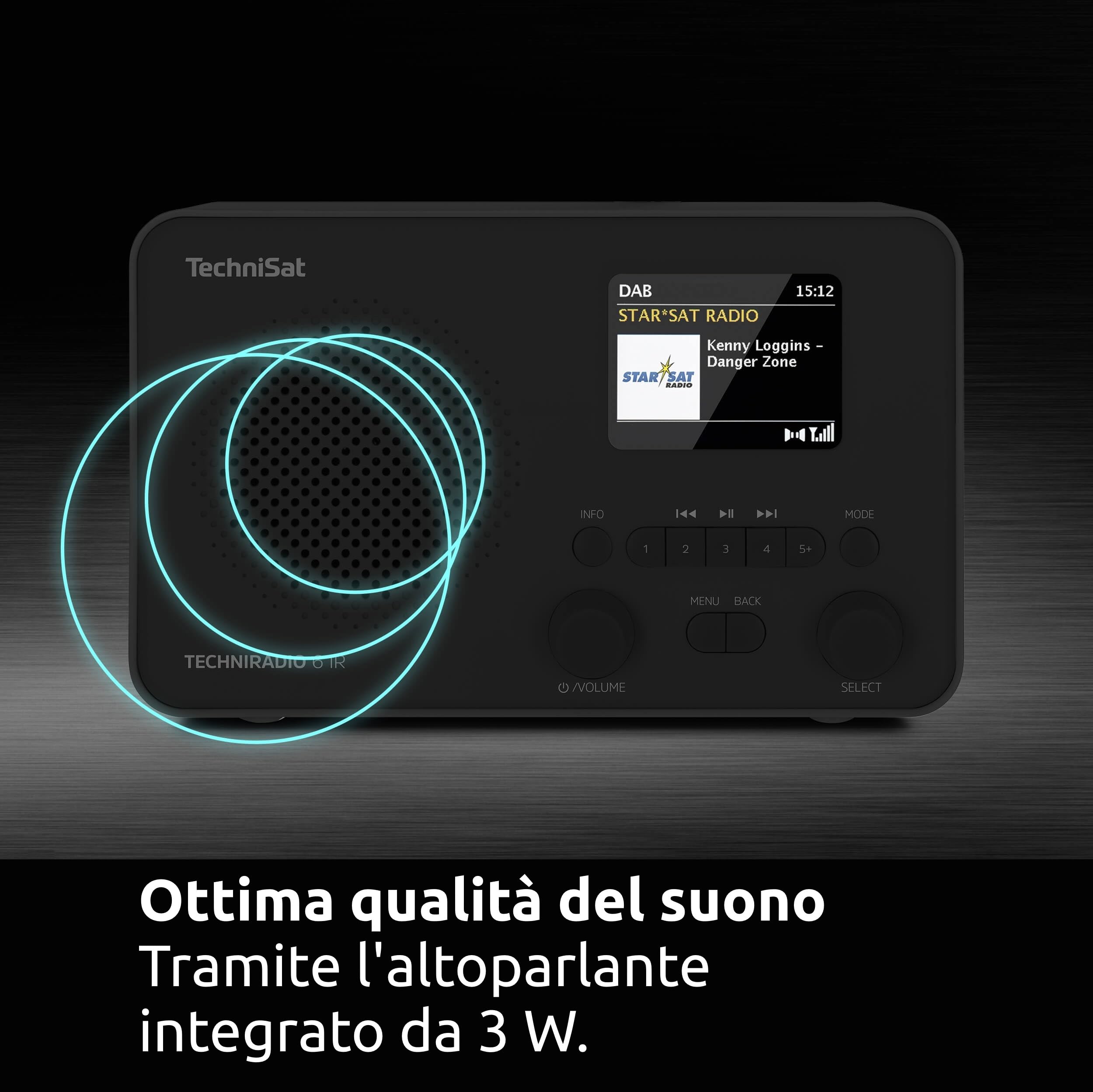 TechniSat TECHNIRADIO 6 IR Radio Internet portatile DAB+ UKW WLAN Bluetooth nero