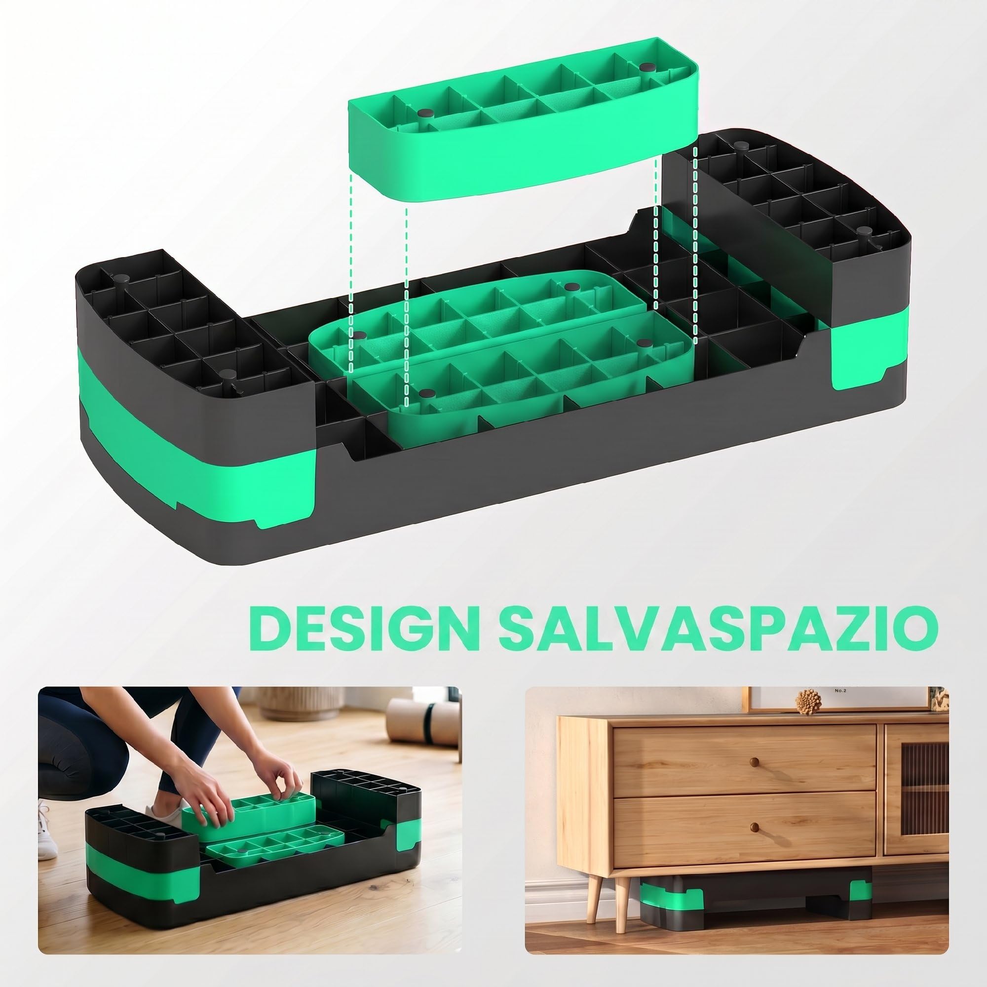 SPORTNOW Stepper Aerobico Regolabile, Step Palestra Altezza 10/15/20cm, Fitness Casa Cardio e Forza, Verde