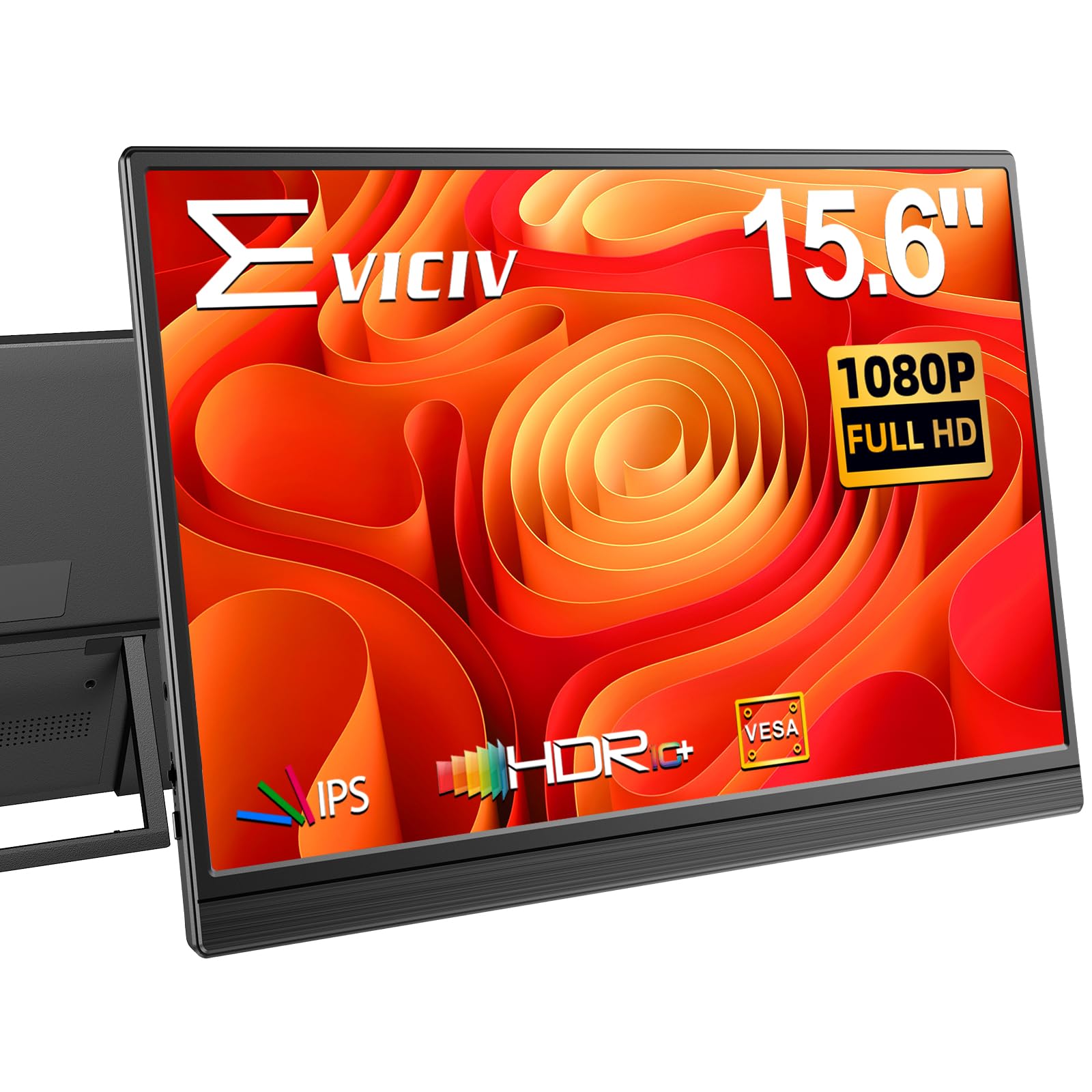 EVICIV Portable Monitor 15.6" 1080P, 125% sRGB 3000:1 FHD 350Nit 16:9 Travel Second Screen w/VESA, Eyc Care USB-C Mini HDMI External Display for Laptop/PC/Phone/Tablet, Compatible with PS5/Xbox/Switch