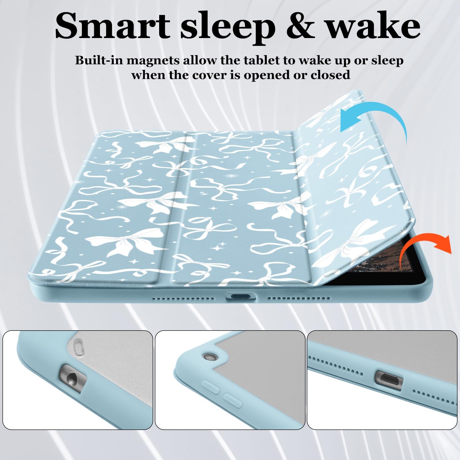 CraftedCY Cute Bow Pattern Case for Ipad 10Th 10.9" Aesthetic Girls Cover Foripada16 11" 2025 Auto Sleep/Wake Adjustable &Pencil Holder Anti-Slip Shockproof Shell Women