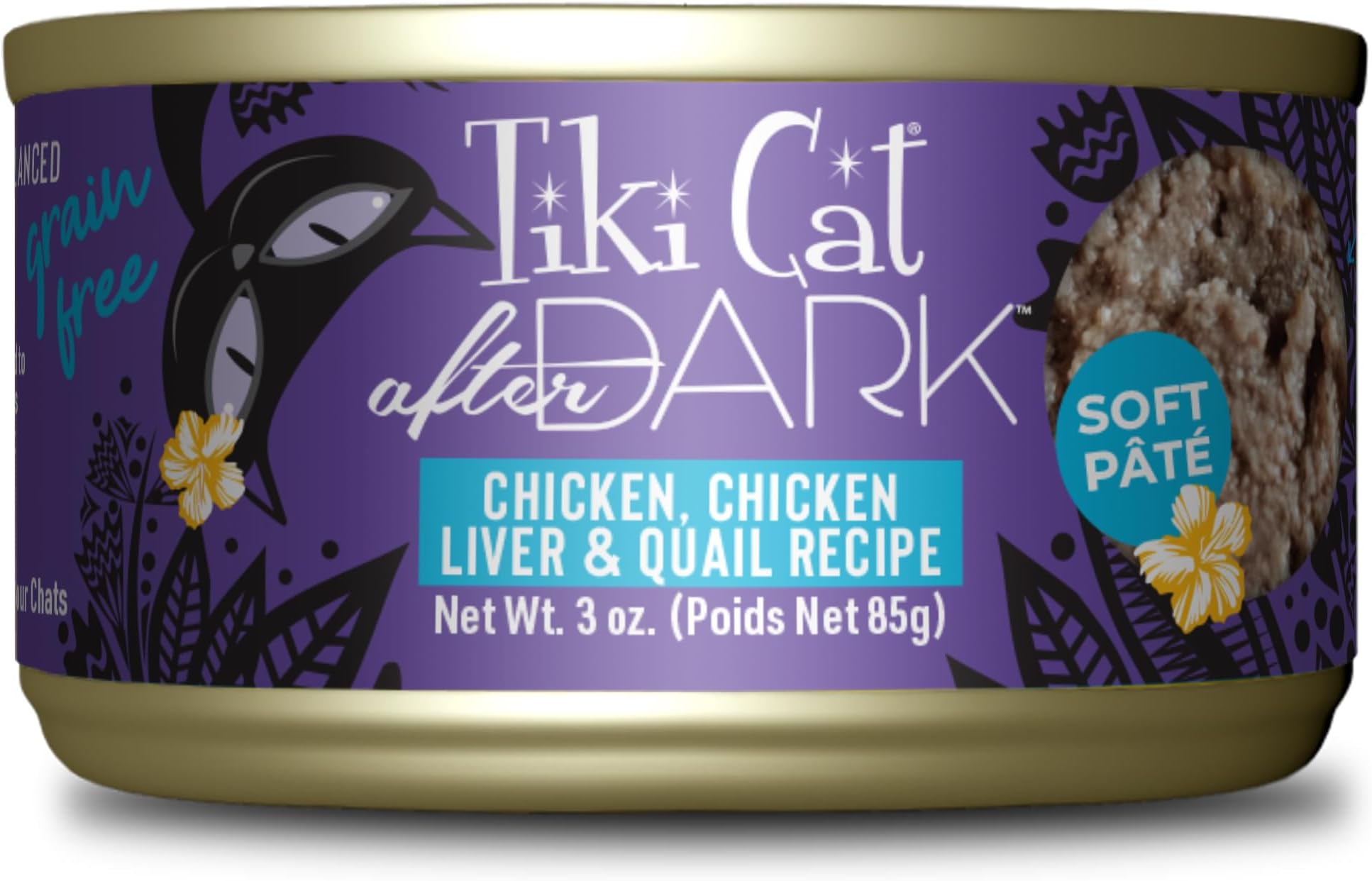 Tiki Cat After Dark Soft Pate, Chicken & Quail Egg, High-Protein Ingredients, Wet Cat Food for Adult Cats, 3 oz. Can (12 Count)