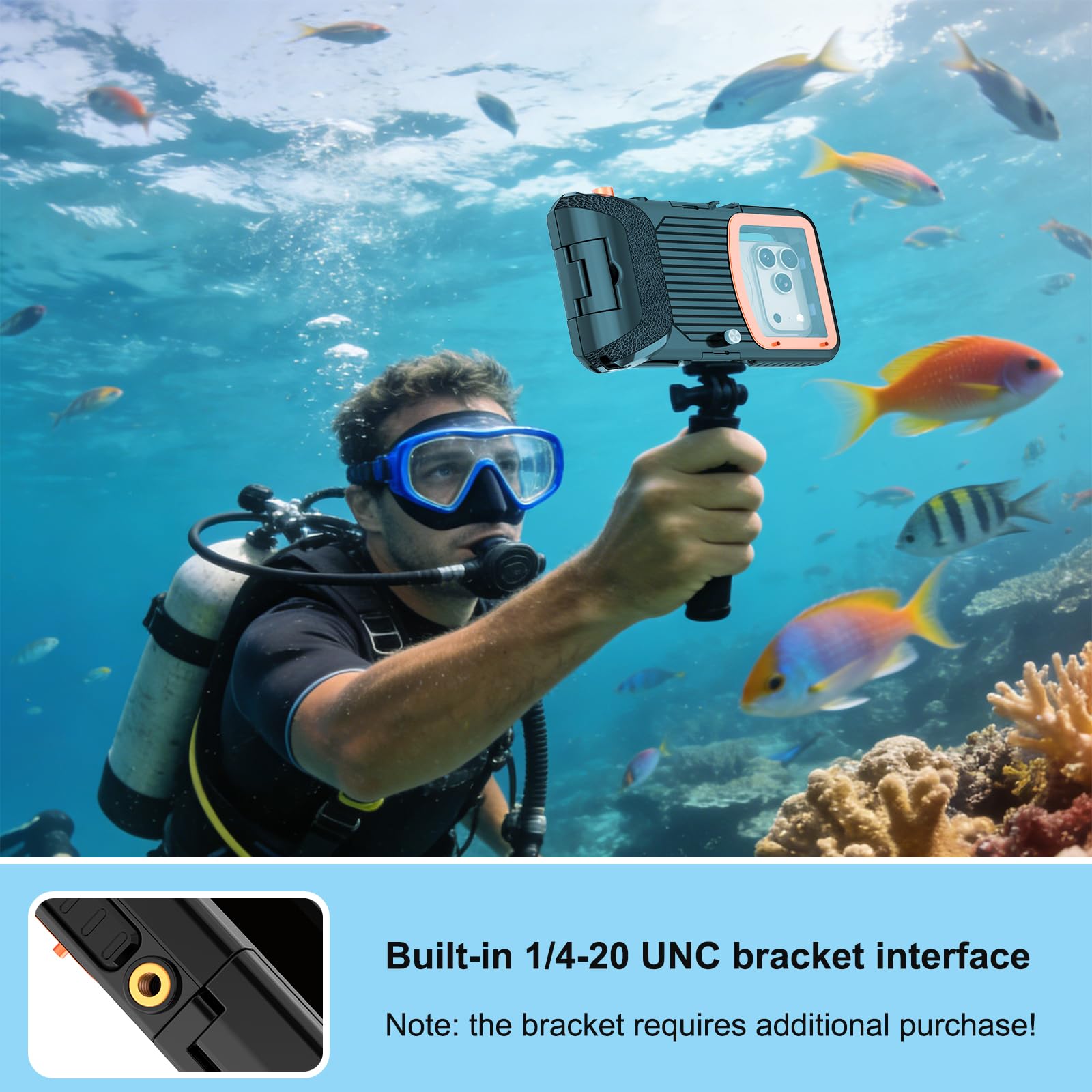 Funda impermeable de buceo para esnórquel, 50 pies bajo el agua, para iPhone 17/16/15/14/13 Pro Max Plus, tamaño de teléfono de 5.4 a 6.9 pulgadas con botones de volumen laterales izquierdos
