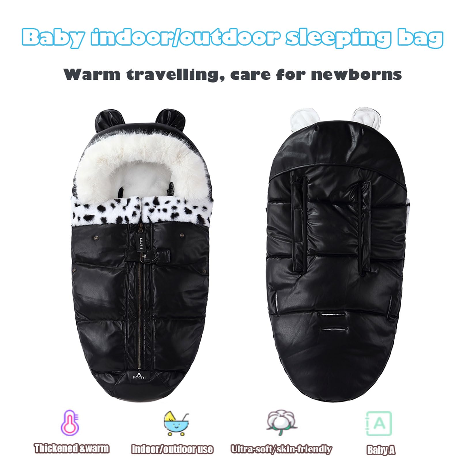 Saco universal para cochecito de bebé, impermeable, acogedor, cálido para invierno, saco de dormir, saco de dormir para interiores y exteriores, para cochecito de bebé (negro)