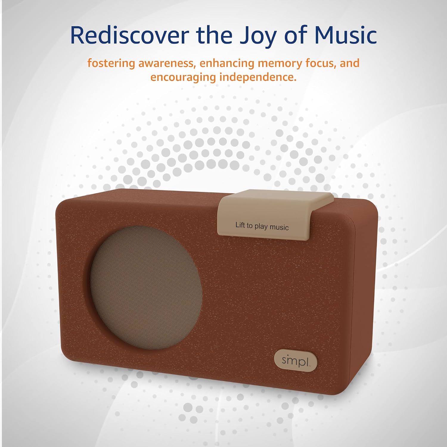 SMPL Music Player with Lifter for Seniors - Audiobooks + MP3 Player Sound, Durable Wooden Enclosure, Retro Look, 4GB USB with 40 Nostalgic Hits - Live Support (Brown) image 2