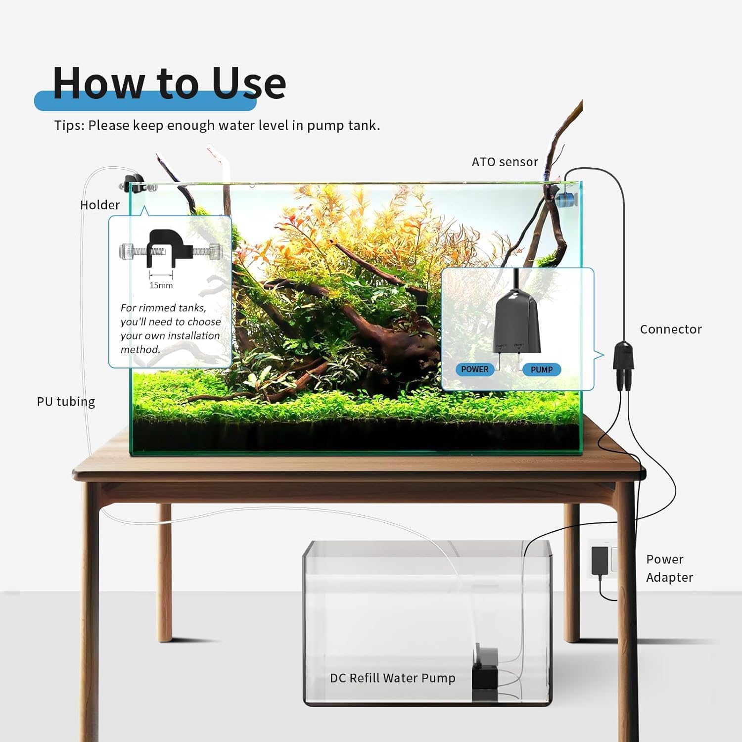 Fzone Sistema di ricarica per acquario ATO Auto Top Off con doppio sensore ottico per serbatoi all-in-one e pompe filtro a terra