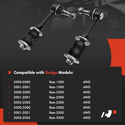 Miniatura 2 de A-Premium 2 eslabones de barra estabilizadora delantera, compatibles con Dodge Ram 1500 2000-2001, Ram 2500 2000-2002, Ram 3500 2000-2002, solo 4WD