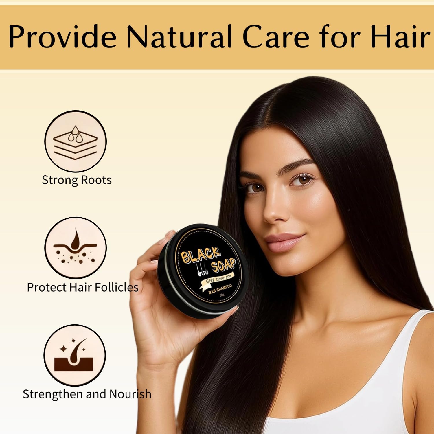 2 PCS Gray Hair Reverse Bar Soap, Black Soap for Gray Hair & Beard Darkening, Deep Clean & Nourish the Scalp, Black Hair Soap bar for Men and Women. - Image 5