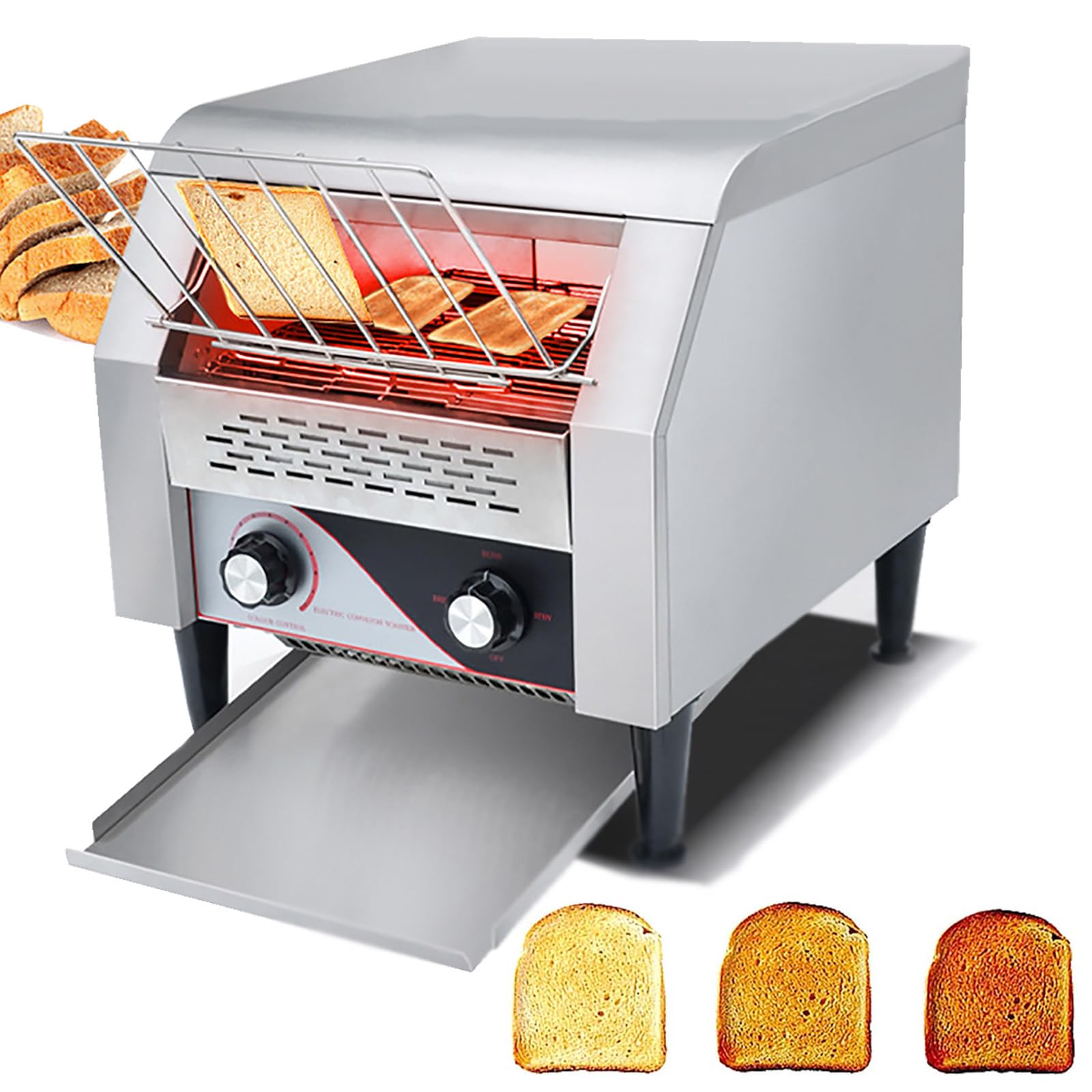 Tostadora Comercial de 150 Rebanadas por Hora, Tostadora de Acero Inoxidable para Restaurantes, Tostadoras Industriales de Alta Resistencia, para Restaurantes o PanaderíAs,150 Tranches/H