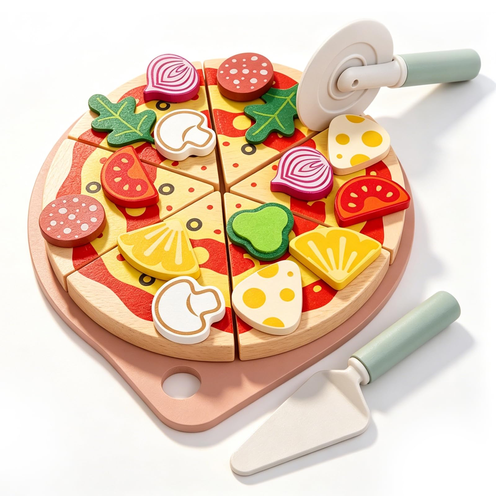 27-częściowy zestaw zabawek do pizzy, do kuchni, dla dzieci, zestaw do pizzy, zabawka kuchenna Pretend Play, zabawka Montessori dla chłopców i dziewczynek od 3 lat