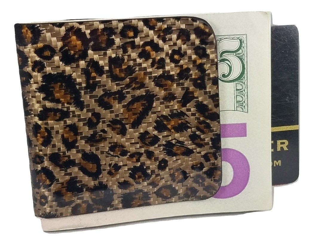 Leopard print money clip made from real carbon fiber