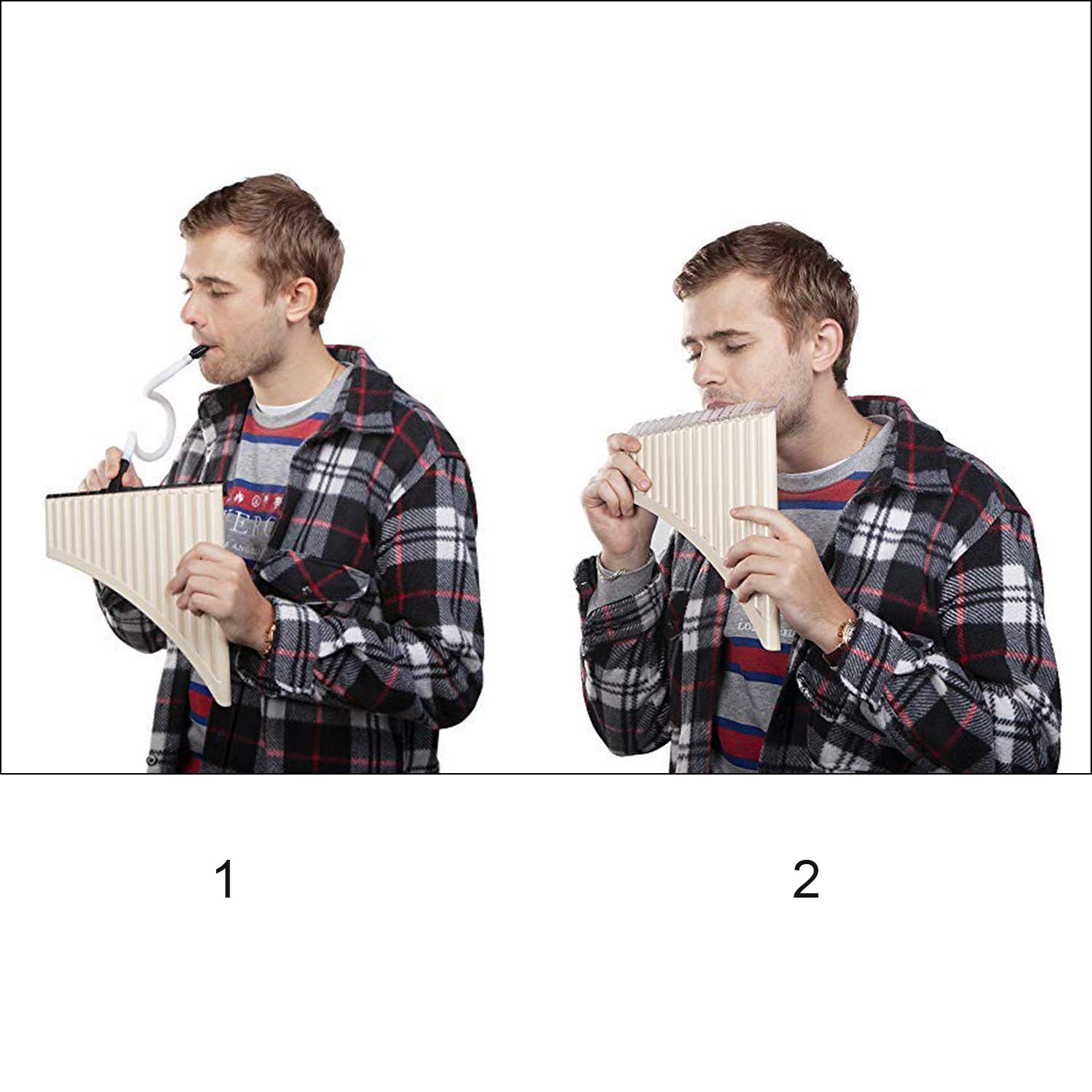 Vangoa Flûtes de pan, Pan Pipes C clé 16 tuyaux Instrument pour débutant Pan Flute avec sac de transport