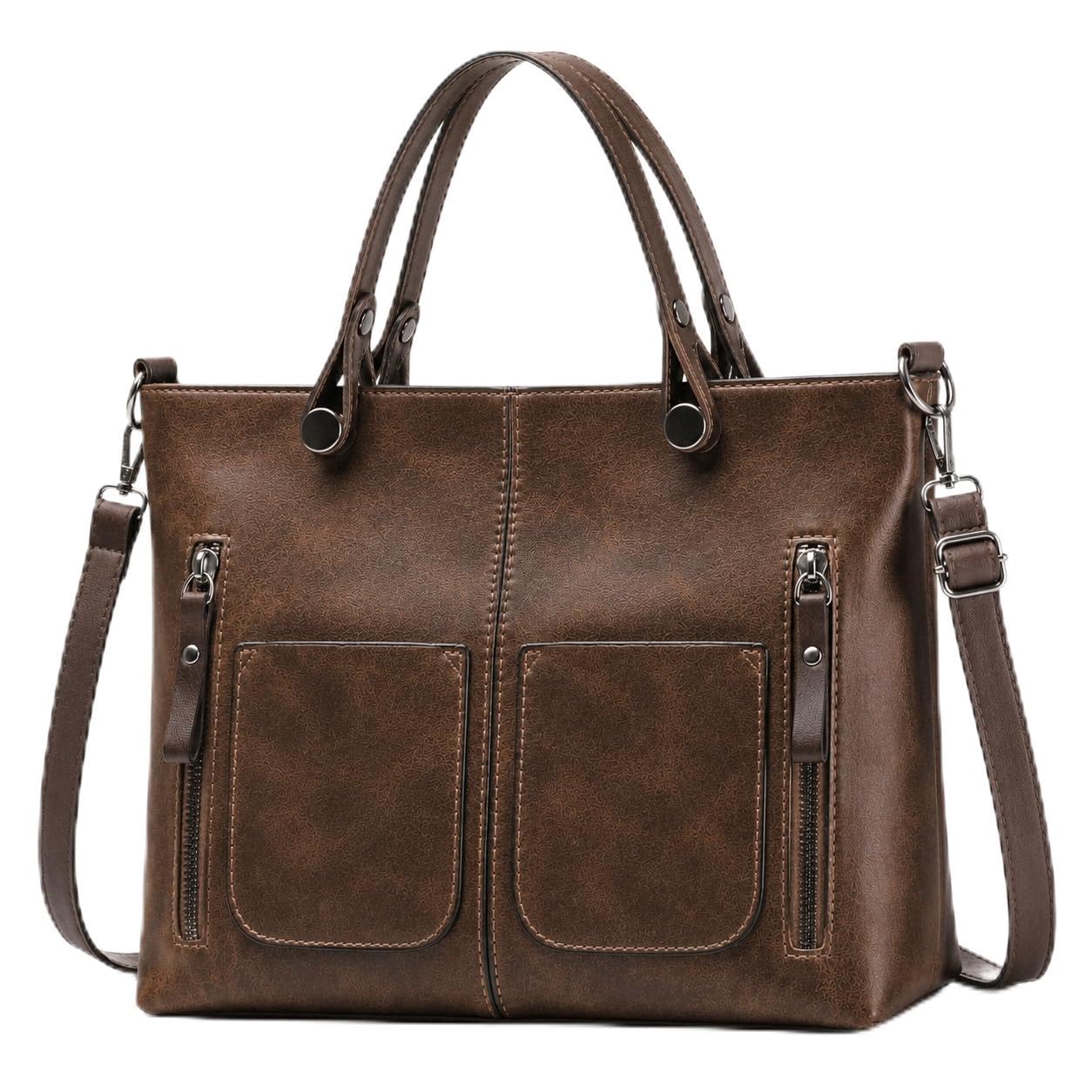 Tote Bag For Woman, Faux Leather Office Handbag For Woman with Detachable Strap, Dual Front Pockets & Side Zippers, Stylish Shoulder Bag, Ladies Purse-image-18