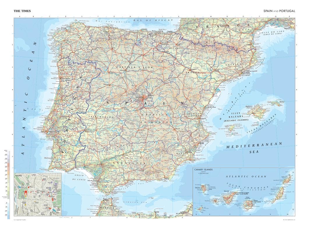 The Times Atlas: Spain and Portugal - Compact - 56 x 41 cm Poster