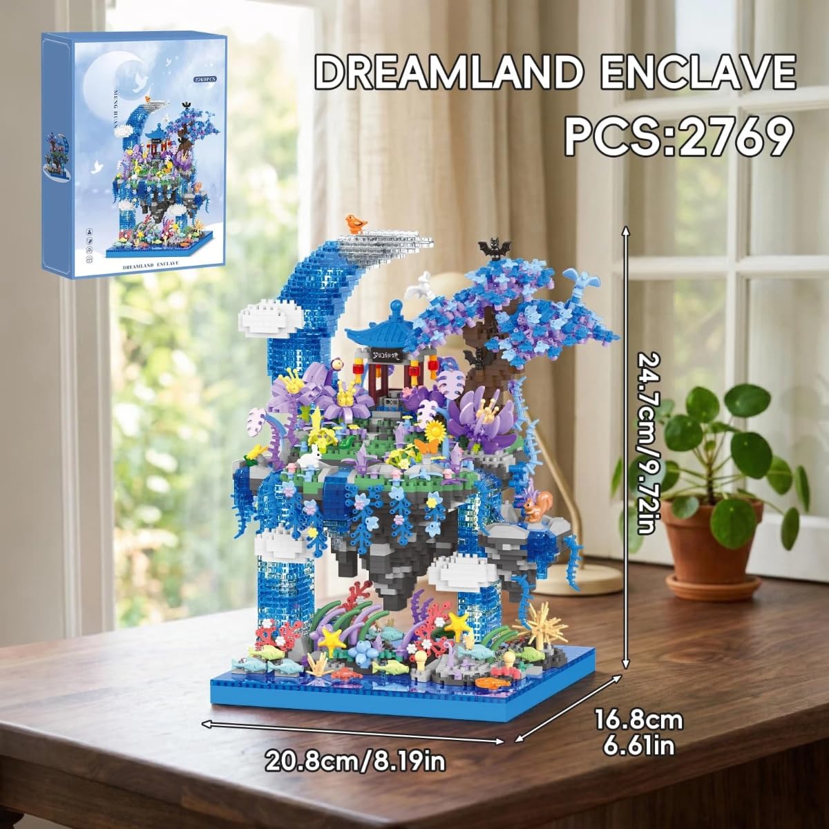 Juego de bloques de construcción de arquitectura china, 2769 piezas, el Palacio de la Luna Pabellón Juego de Bloques de Construcción, Dream Land Peach Flores, Piscina, Casa de Árbol, Bloques de