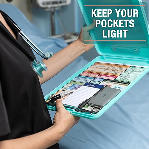 Miniatura 2 de Tribe RN Portapapeles de enfermería con almacenamiento, edición enfermera con acceso rápido a referencias médicas., Verde azulado