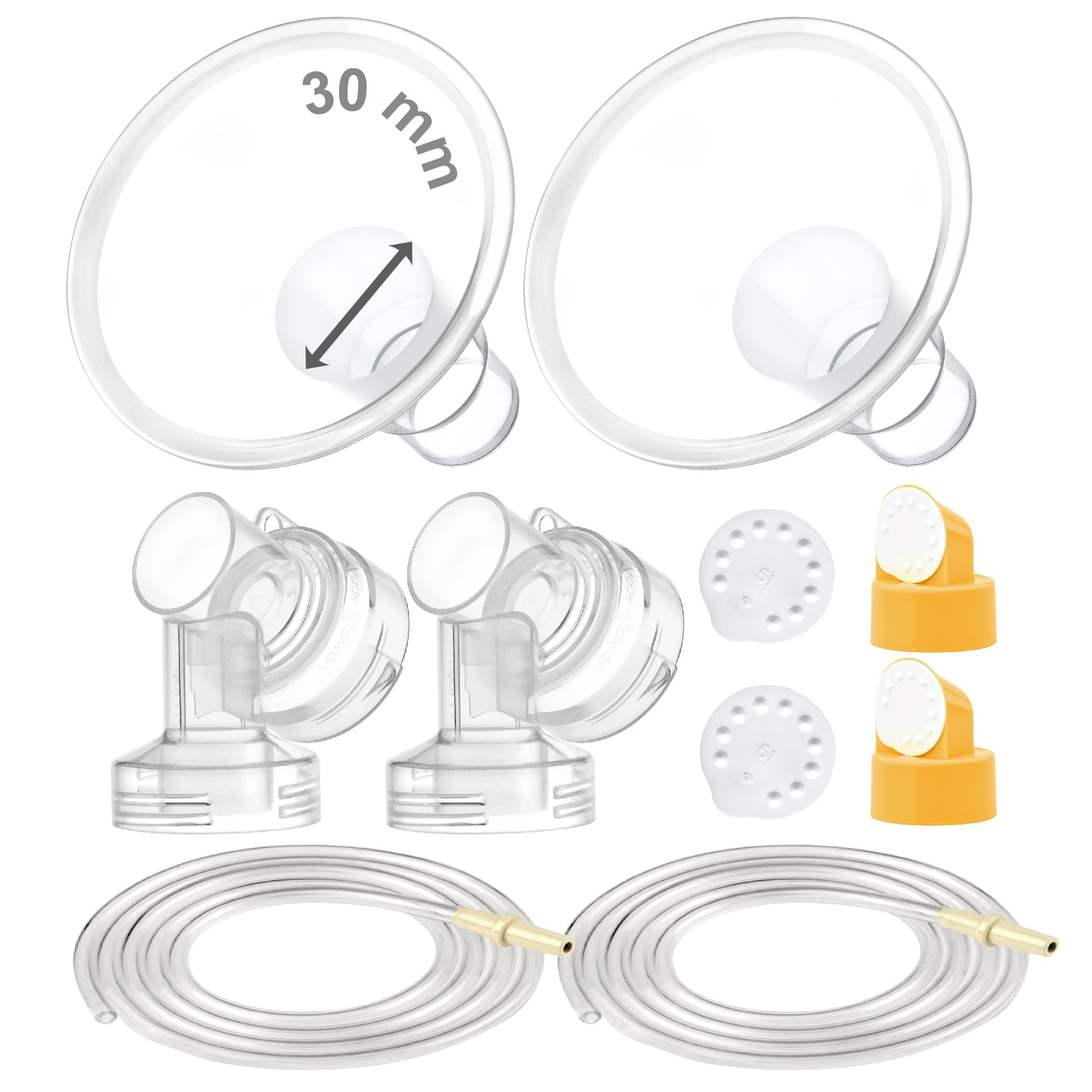 Maymom Breast Pump Kit Compatible with Medela Pump in Style Advanced Pump; 2xTwo-Piece 30mm Breastshield, 2 Valve, 4 Membrane, 2 Replacement Tubing;