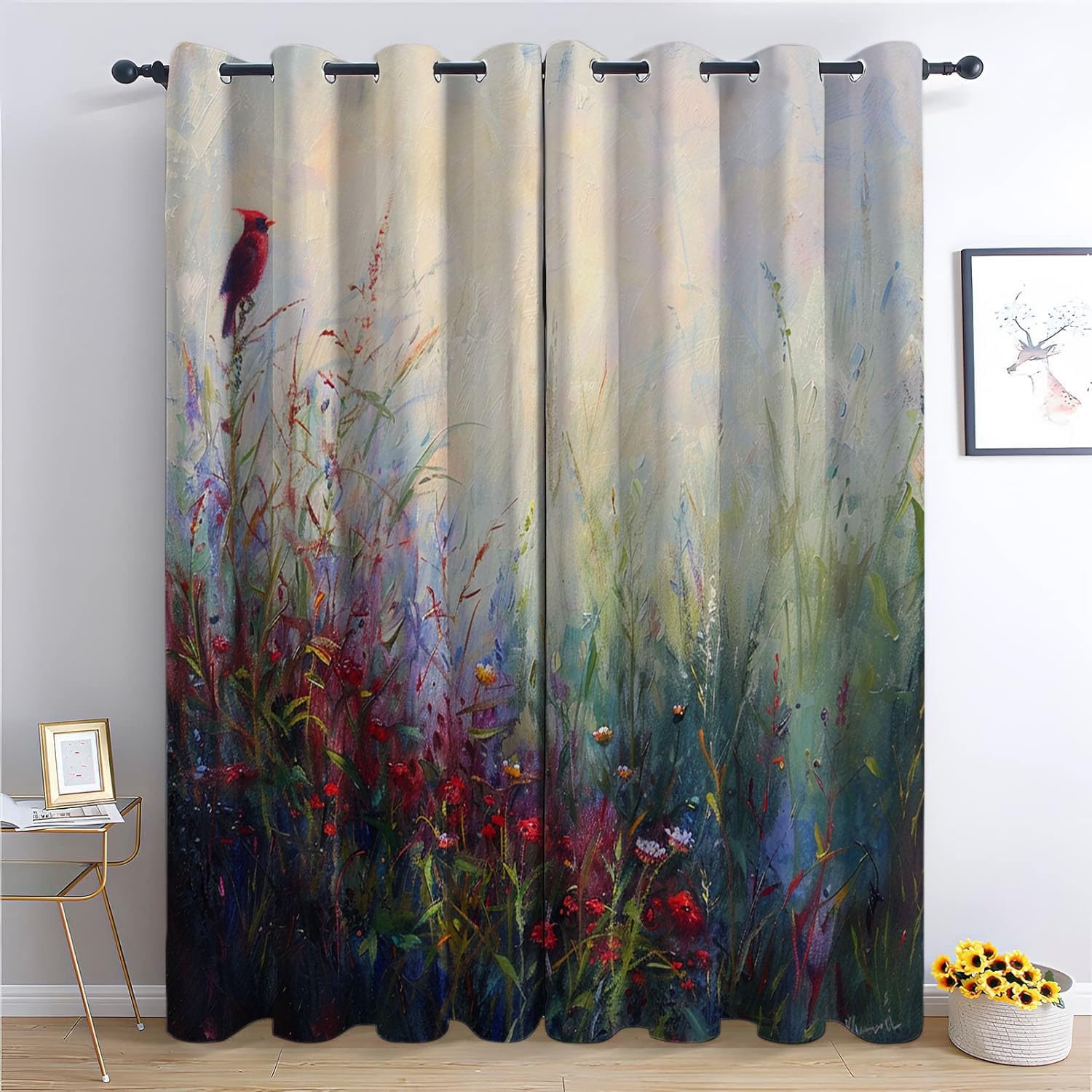 Draperies intérieurs salon et chambre enfant rideau occultant oiseau