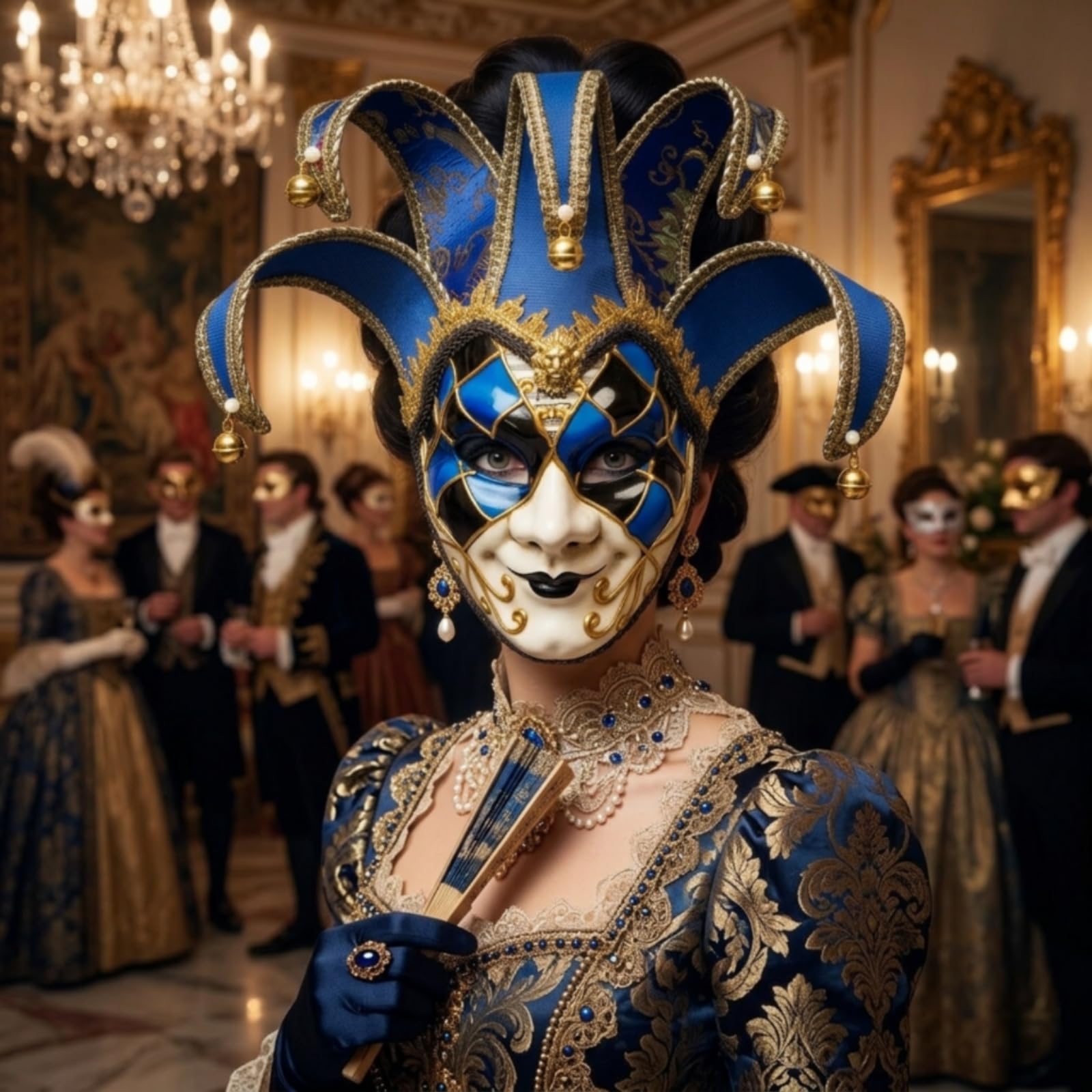 Maschera Veneziana Drammatico Maschera da Giullare Popolare Decorazione per Carnevale