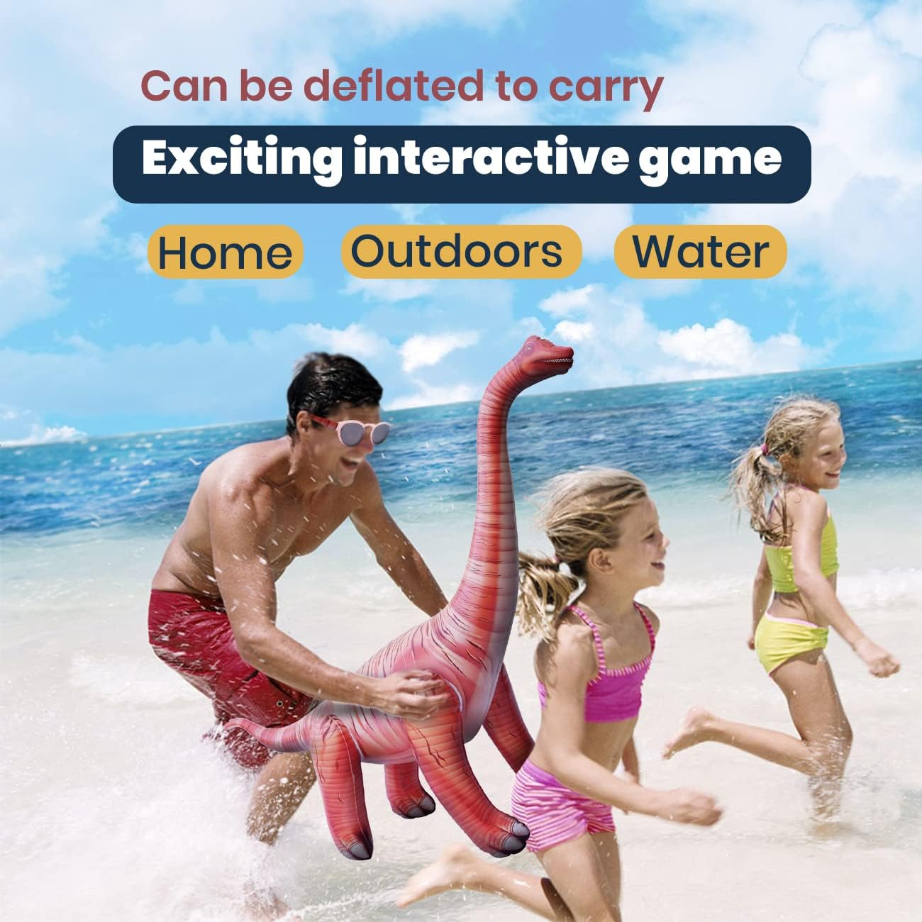 HOHQB 45" Inflatable Dinosaur Party Decorations, Jurassic Birthday Party Dino Toys Blow up Balloons Dinosaur Decor (45" Brachiosaurus) - Image 2